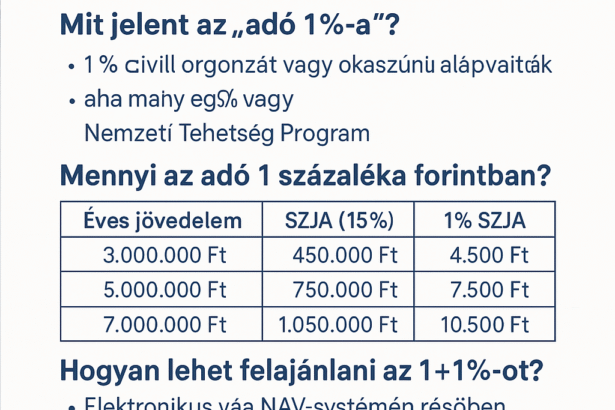 Mennyi az adó 1 százaléka? Levezetjük érthetően