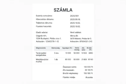 Számla minta és felépítése - Ezek a kötelező elemek
