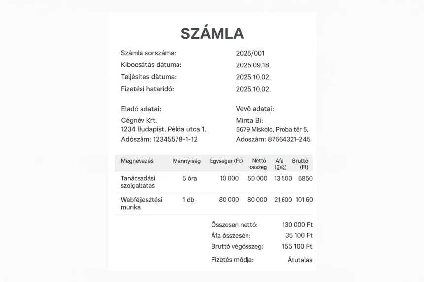 Számla minta és felépítése - Ezek a kötelező elemek